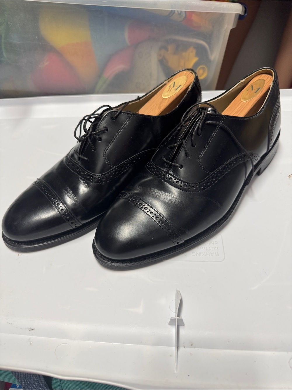 NEW Old Stock Bostonian USA Classics Black Leather Dress Shoes Mens 9.5 Oxfords